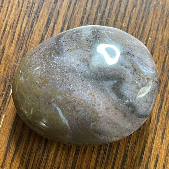 Ocean Jasper palm stone agate agatized crystal swirls brown green white tan - Picture 2 of 6